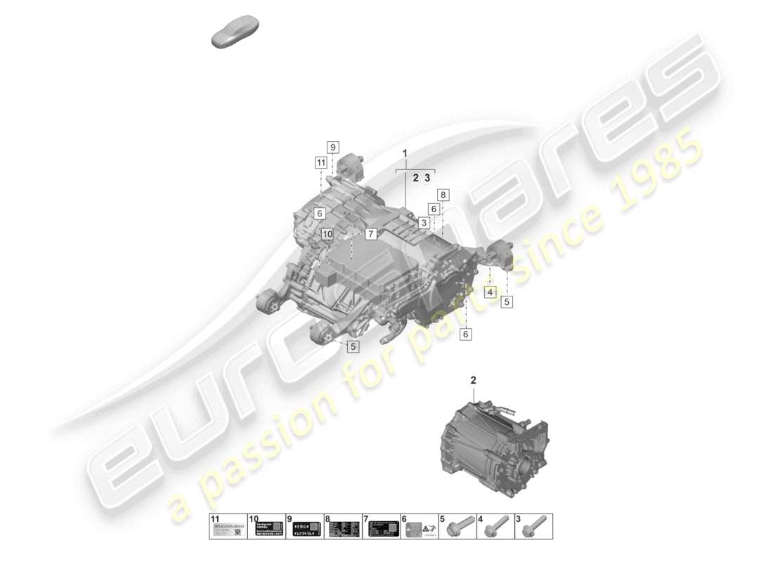 porsche 2023 (taycan 9j1-1) replacement engine traction motor for elec. drive rear axle parts diagram