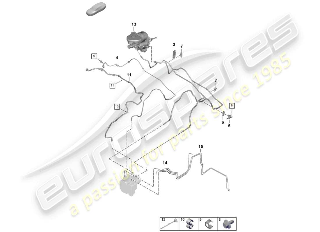 porsche 2024 (panamera 976) brake line brake pipe from hydro unit to coolant expansion tank part diagram
