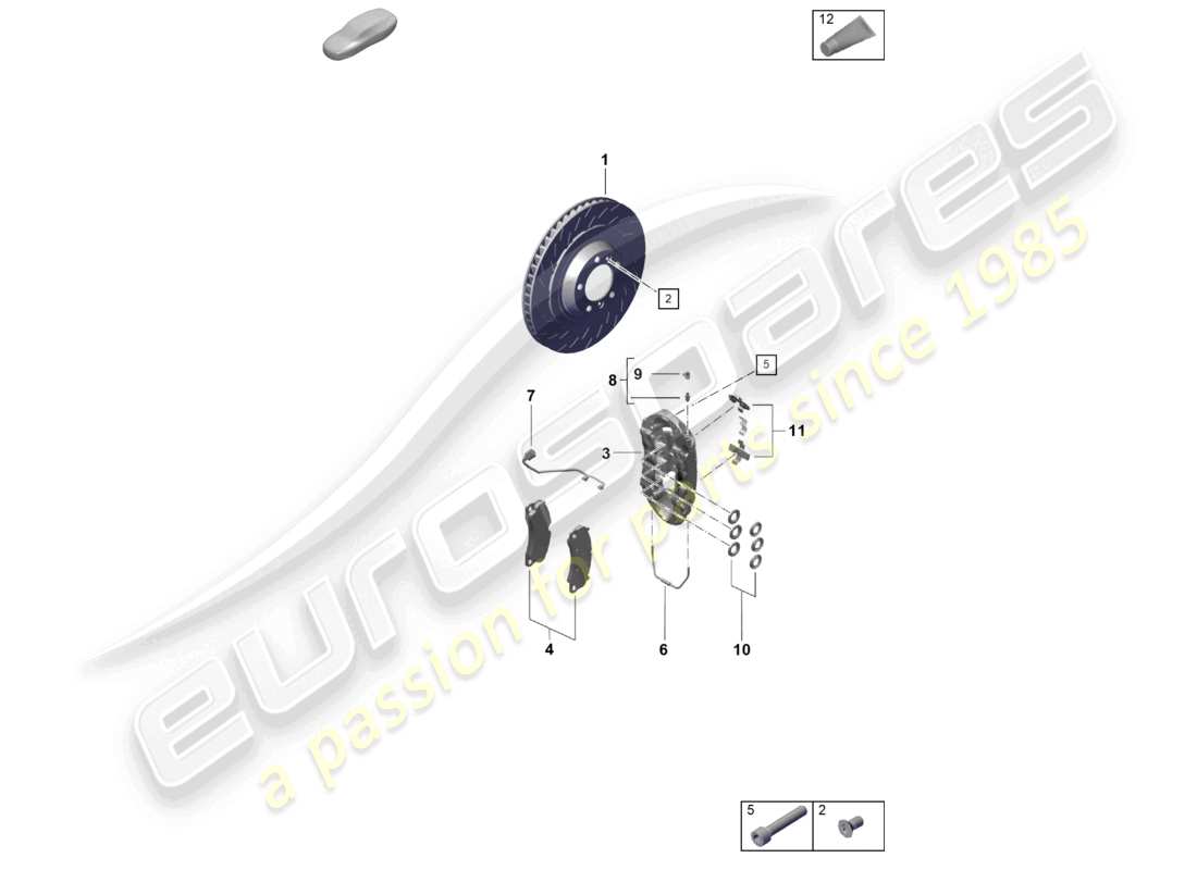 porsche 2020 (718 cayman gt4) disc brake front axle part diagram