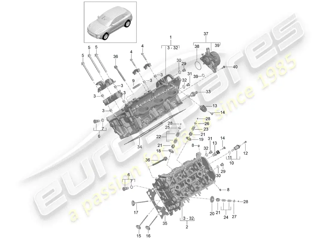 porsche 2014 (macan) cylinder head vacuum pump parts diagram