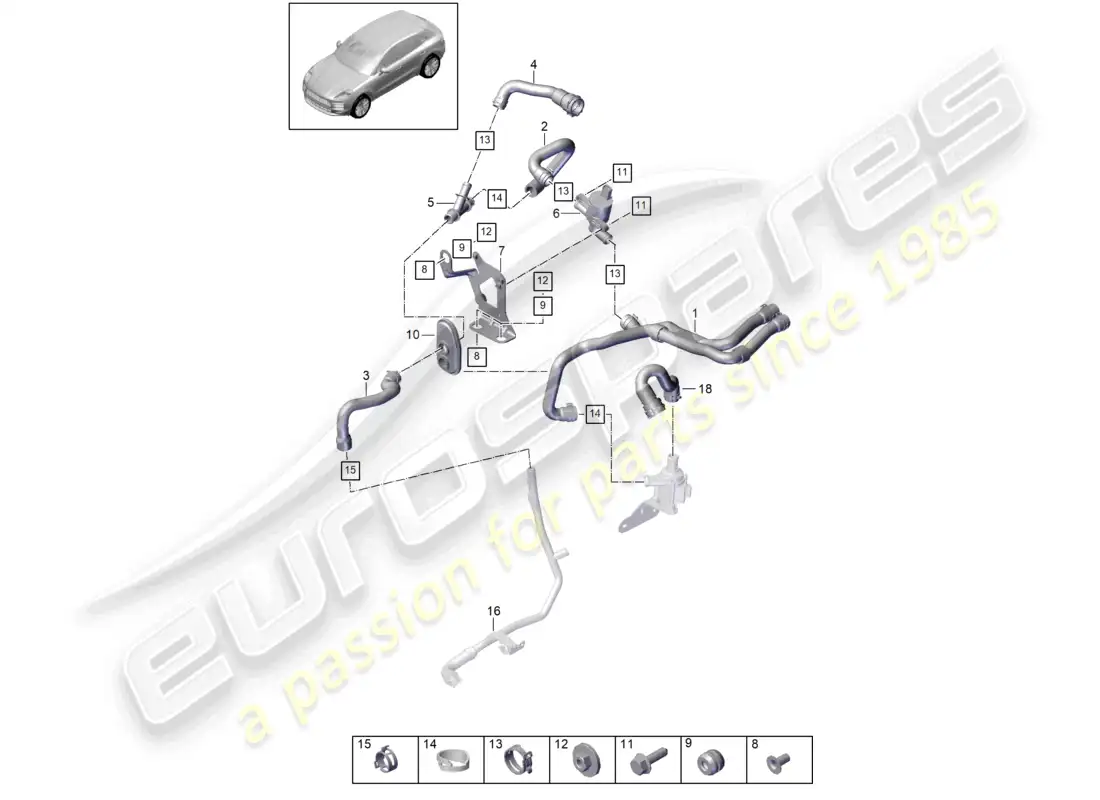 porsche 2020 (macan) heater v6 turbo water box lhd parts diagram
