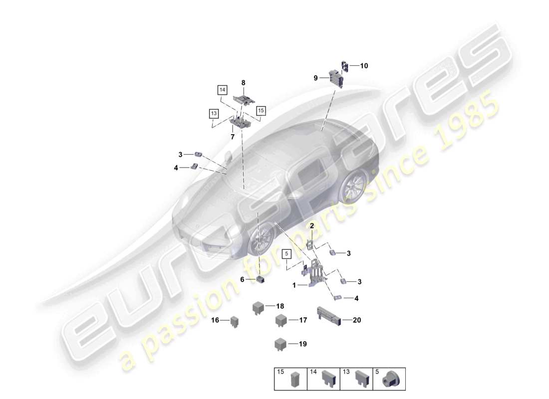 porsche 2025 (992-2) central electrics dashboard parts diagram