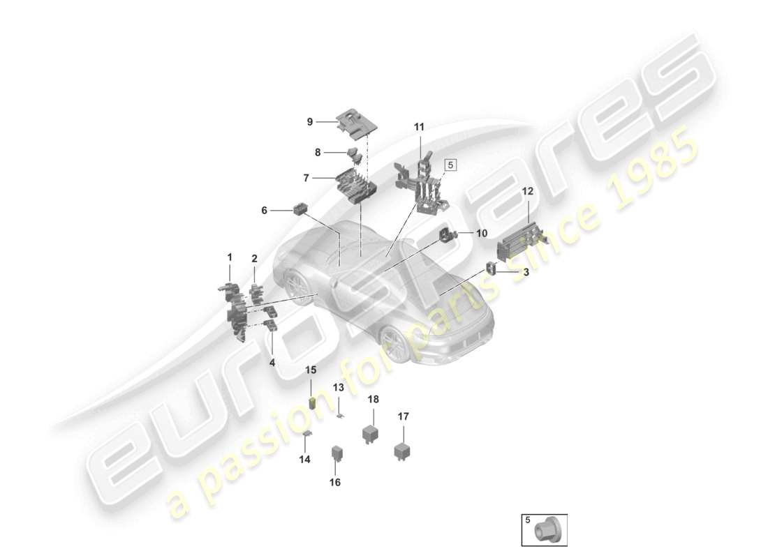 porsche 2020 (992-1 turbo / s) central electrics dashboard parts diagram