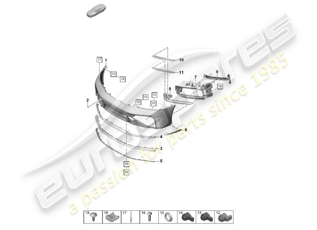 porsche 2025 (992-2) bumper front parts diagram