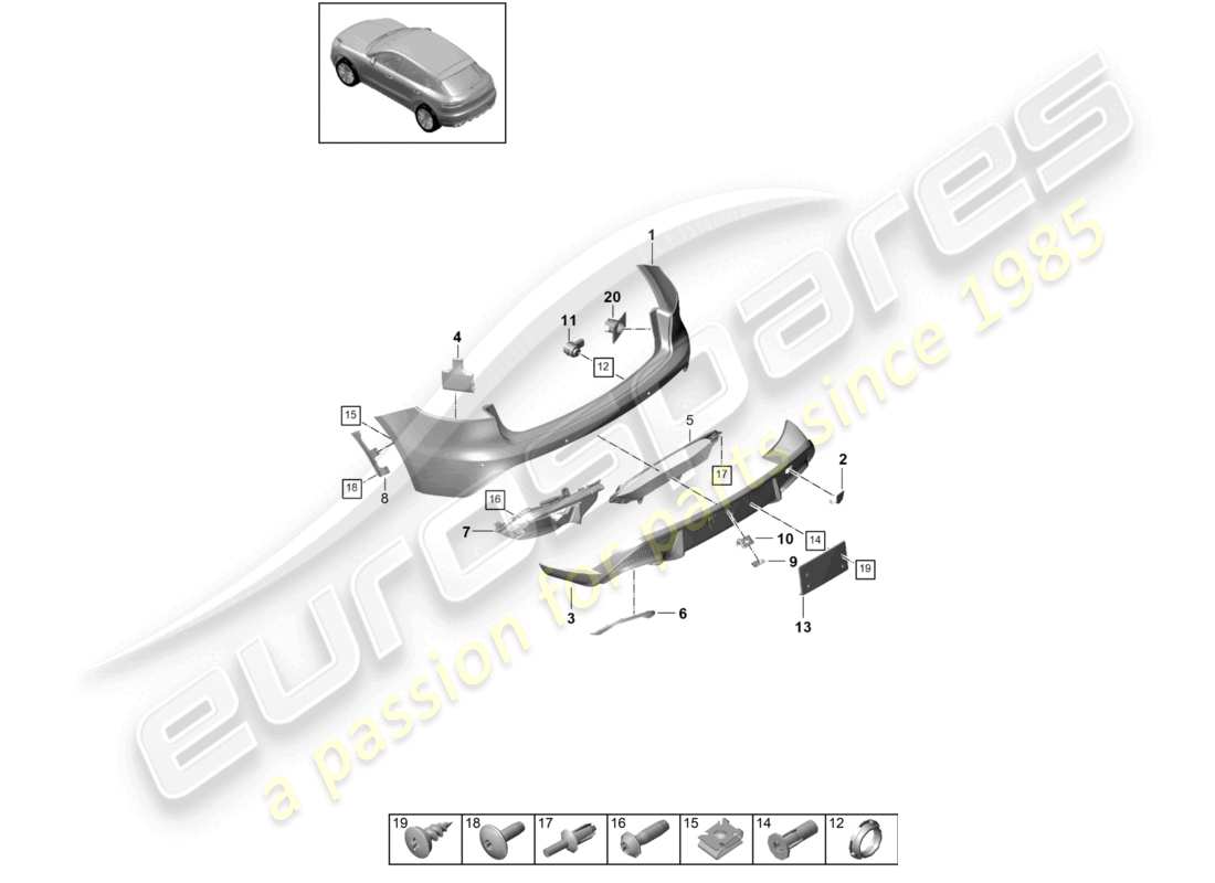 porsche 2025 (macan) bumper rear d - mj 2022>>basic part diagram