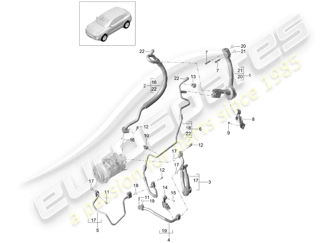 porsche 2014 (macan) refrigerant circuit r134a parts diagram