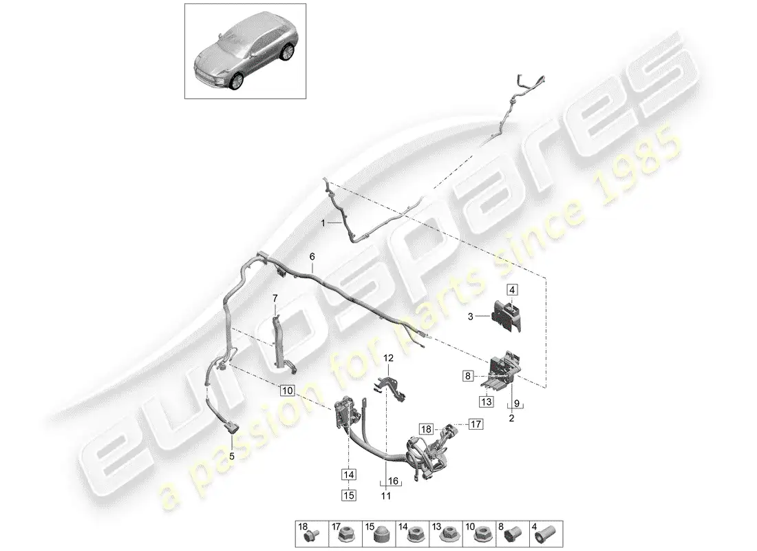 porsche 2020 (macan) wiring harness for battery + and slave lead socket wiring harness for battery +, starter, alternator, and earth wire parts diagram