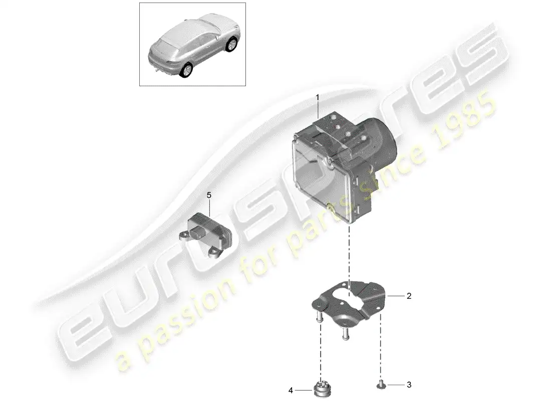 porsche 2014 (macan) hydraulic unit anti-locking brake syst. -abs- parts diagram