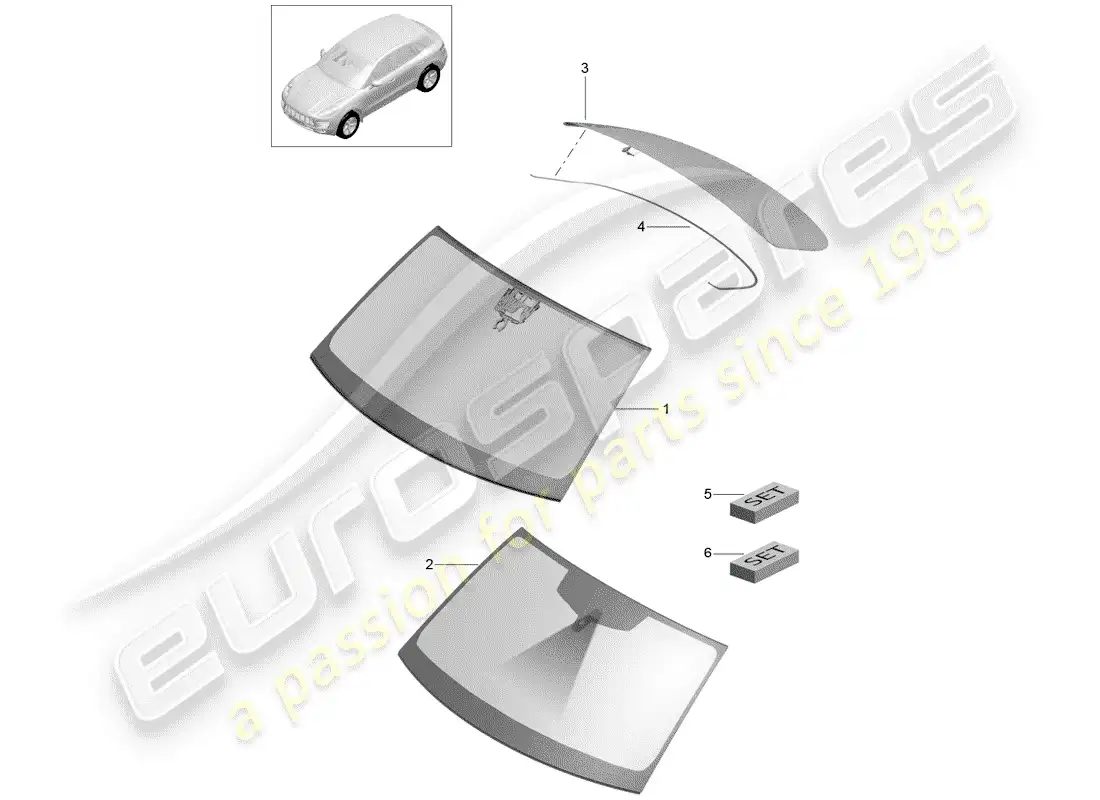 porsche 2014 (macan) windscreen rear window d >>- mj 2016 parts diagram