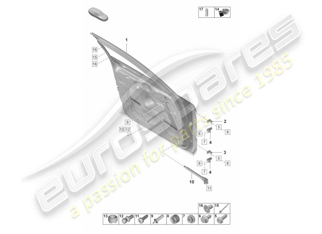 porsche 2021 (panamera 971-2) door shell front accessories part diagram