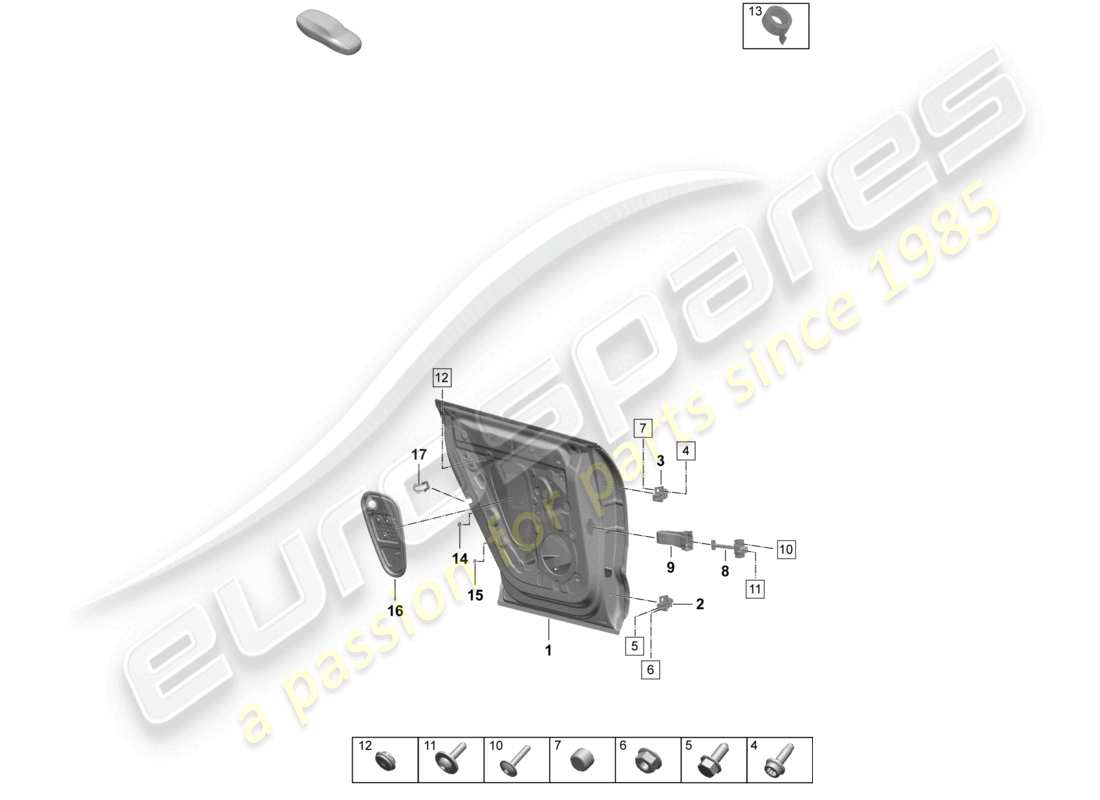 porsche 2025 (macan-e) door shell rear accessories part diagram