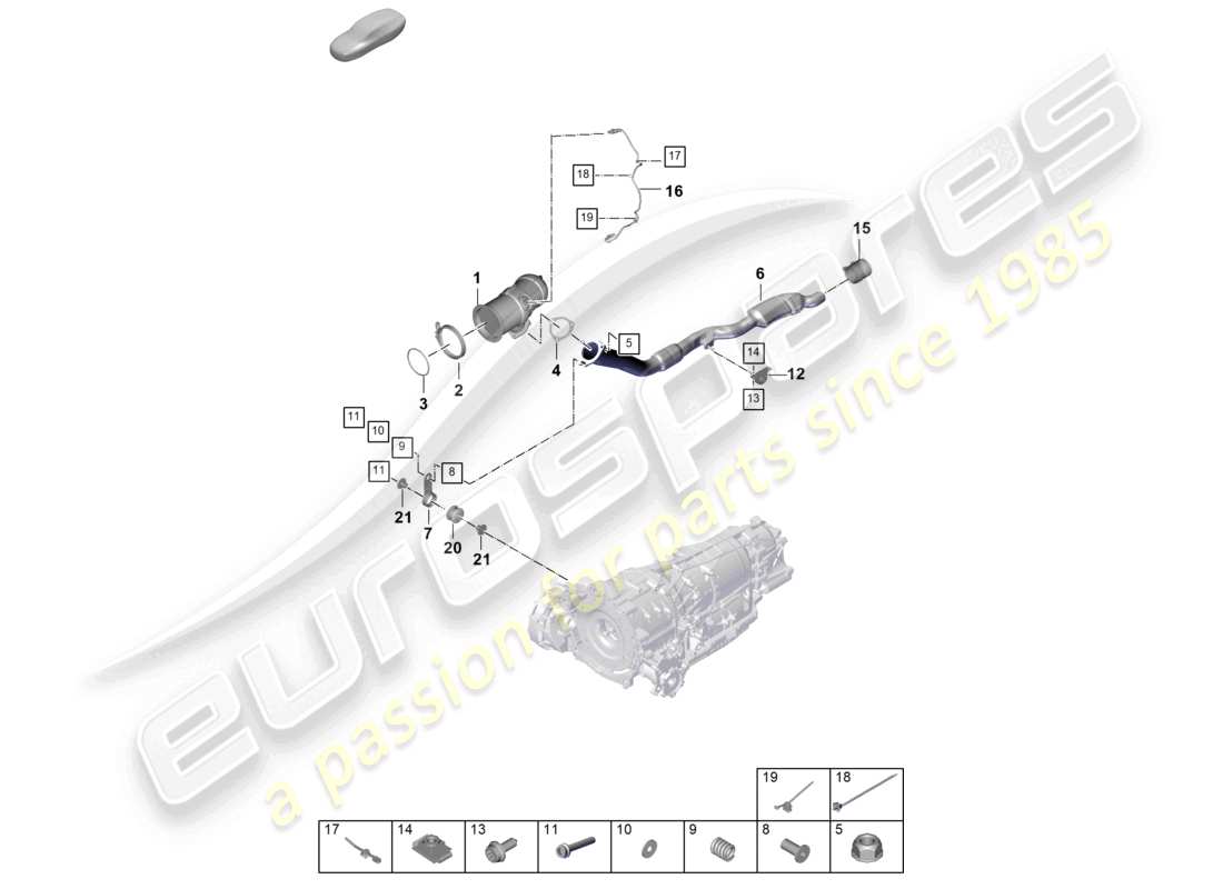 porsche 2023 (cayenne e3 pa) exhaust system exhaust pipe with catalyst exhaust pipe w. front silencer lambda probe part diagram