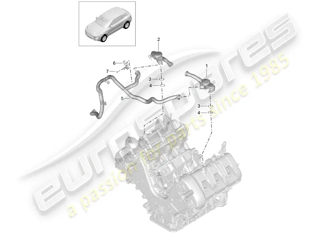 porsche 2014 (macan) crankcase housing ventilation parts diagram
