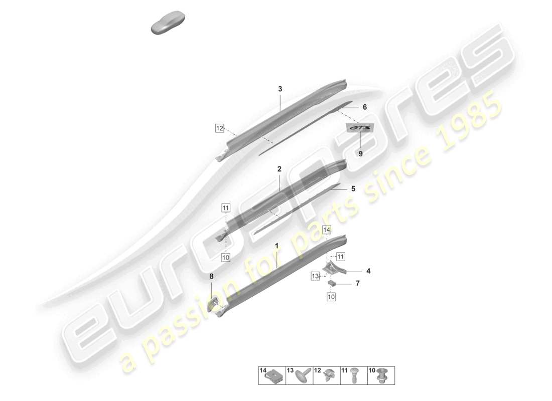 porsche 2020 (taycan 9j1-1) side member trim accessories part diagram