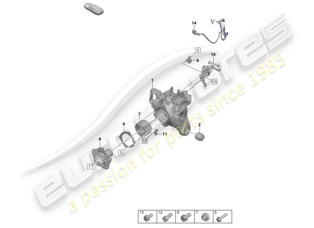 porsche 2020 (taycan 9j1-1) wheel carrier part diagram