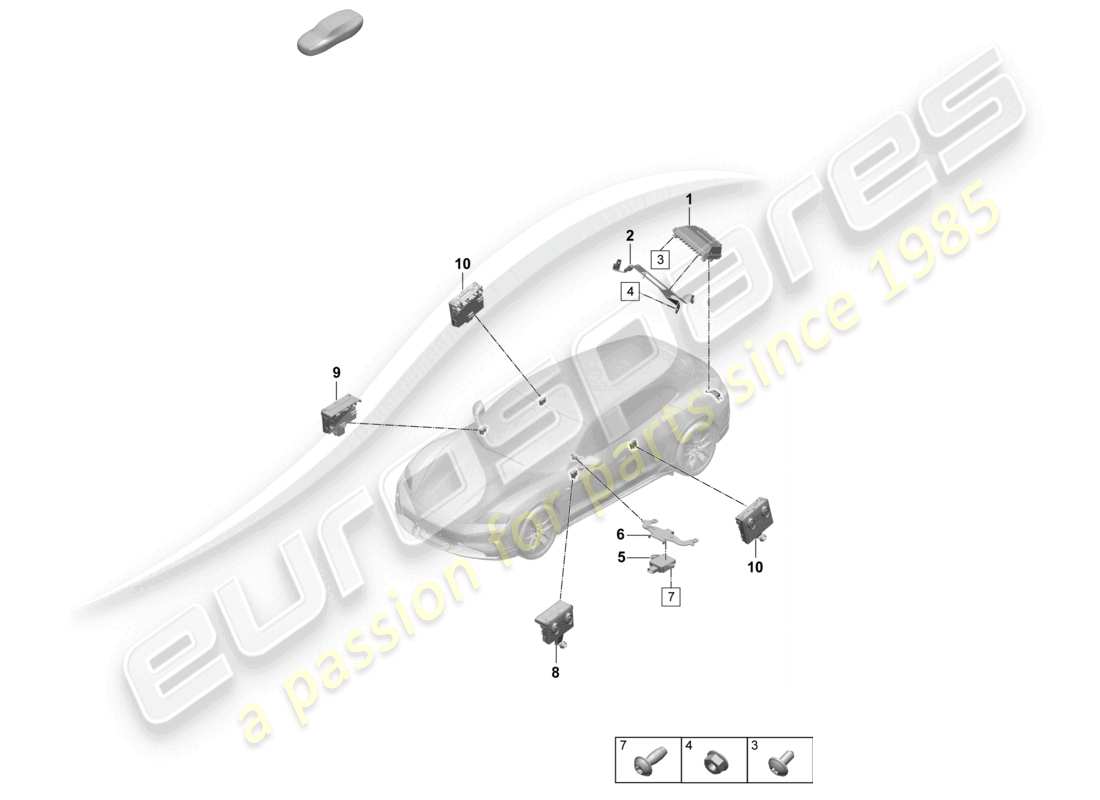 porsche 2026 (taycan 9j1-2) control unit for chassis active electr. damping control door control unit part diagram