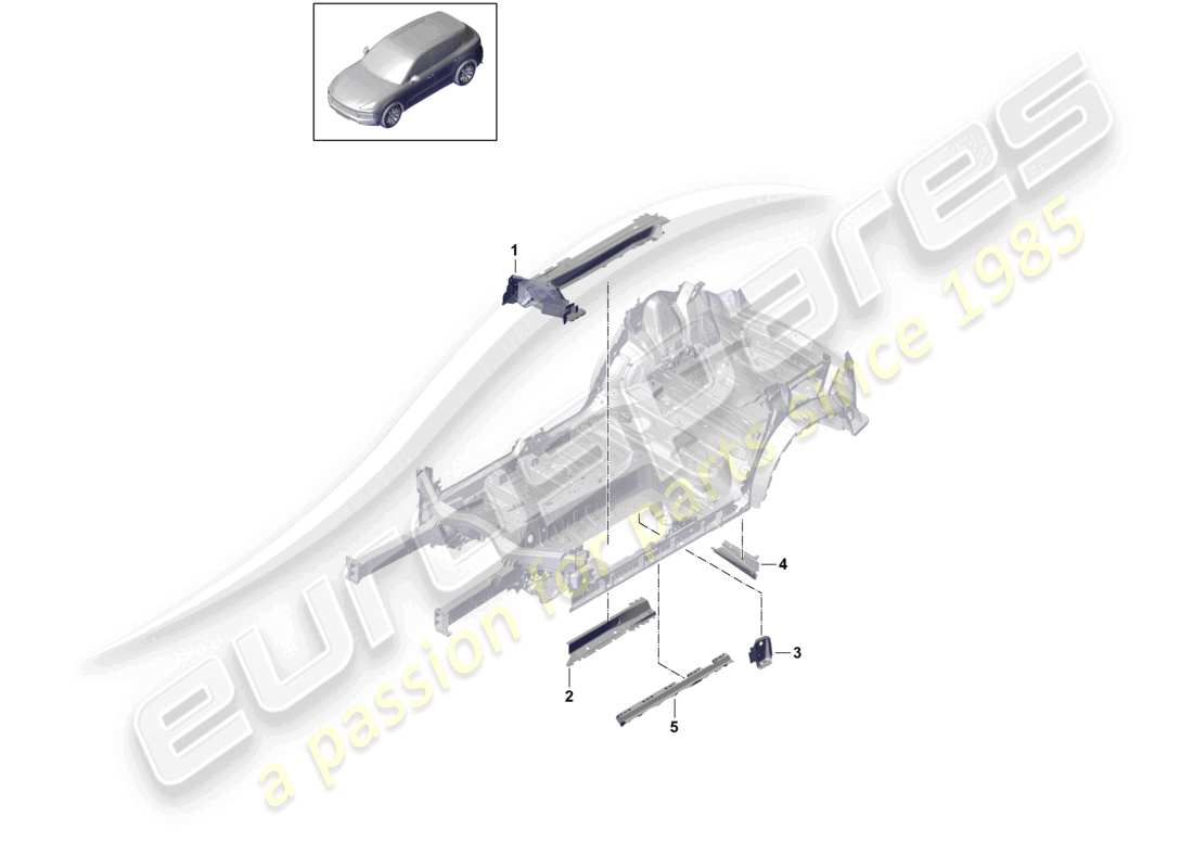 porsche 2022 (cayenne e3 9ya/9yb) frame side member part diagram