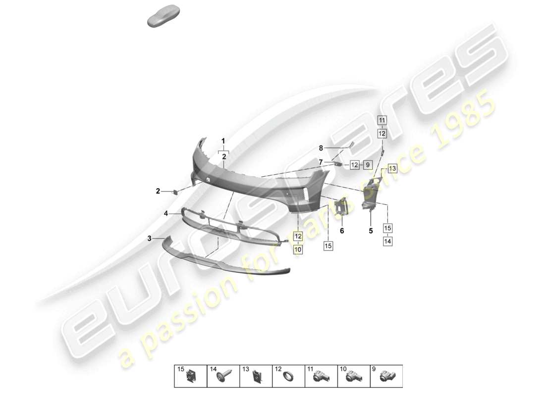 porsche 2026 (taycan 9j1-2) bumper front part diagram