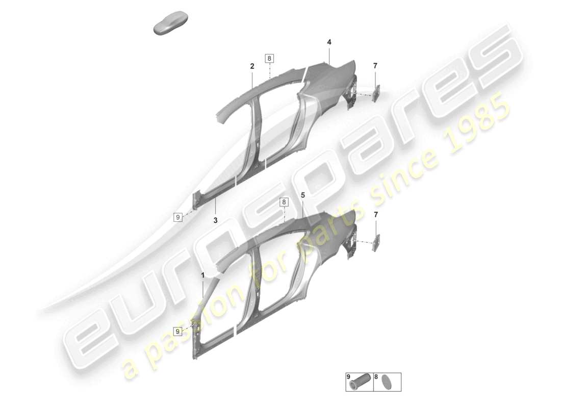 porsche 2023 (taycan 9j1-1) sectional part - side panel parts diagram