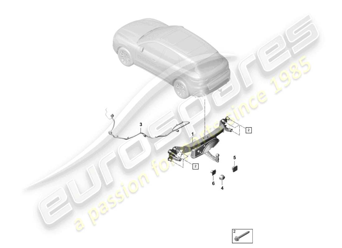 porsche 2023 (cayenne e3 9ya/9yb) tow hitch part diagram