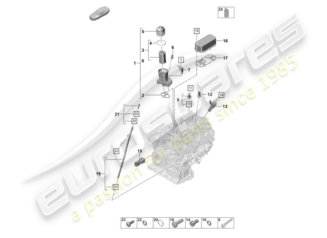 porsche 2023 (panamera 971-2) oil filter console oil cooler parts diagram