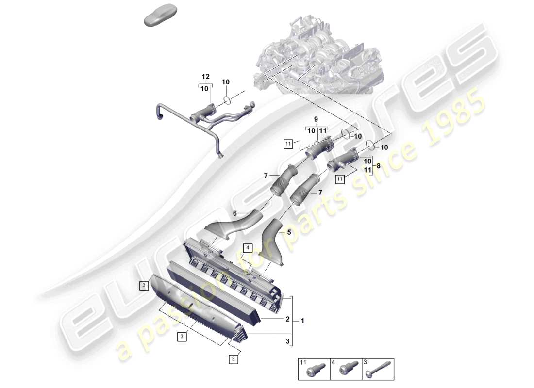 porsche 2024 (panamera 976) air filter housing intake hose intake manifold part diagram