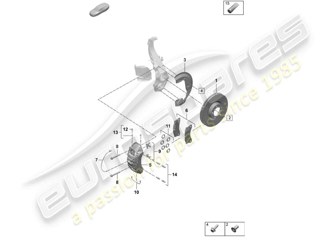 porsche 2025 (taycan 9j1-2) disc brake 17 front axle black parts diagram