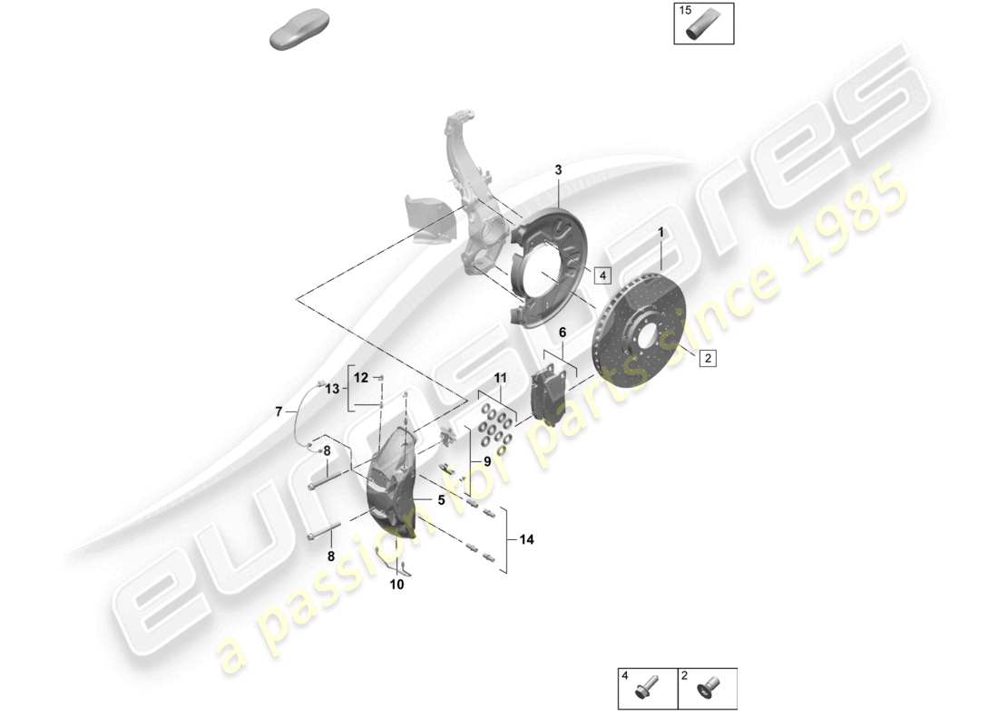 porsche 2025 (taycan 9j1-2) disc brake 19 front axle neodyme parts diagram