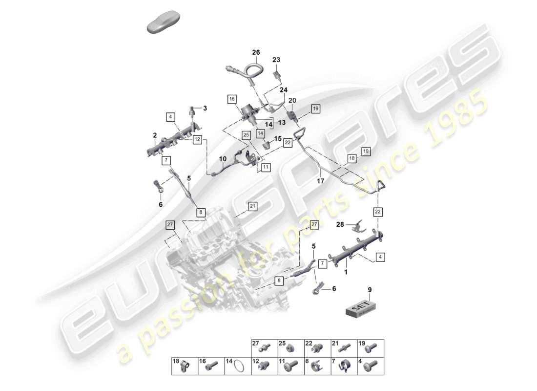 porsche 2024 (panamera 976) fuel collection pipe high-pressure injector high pressure pump part diagram