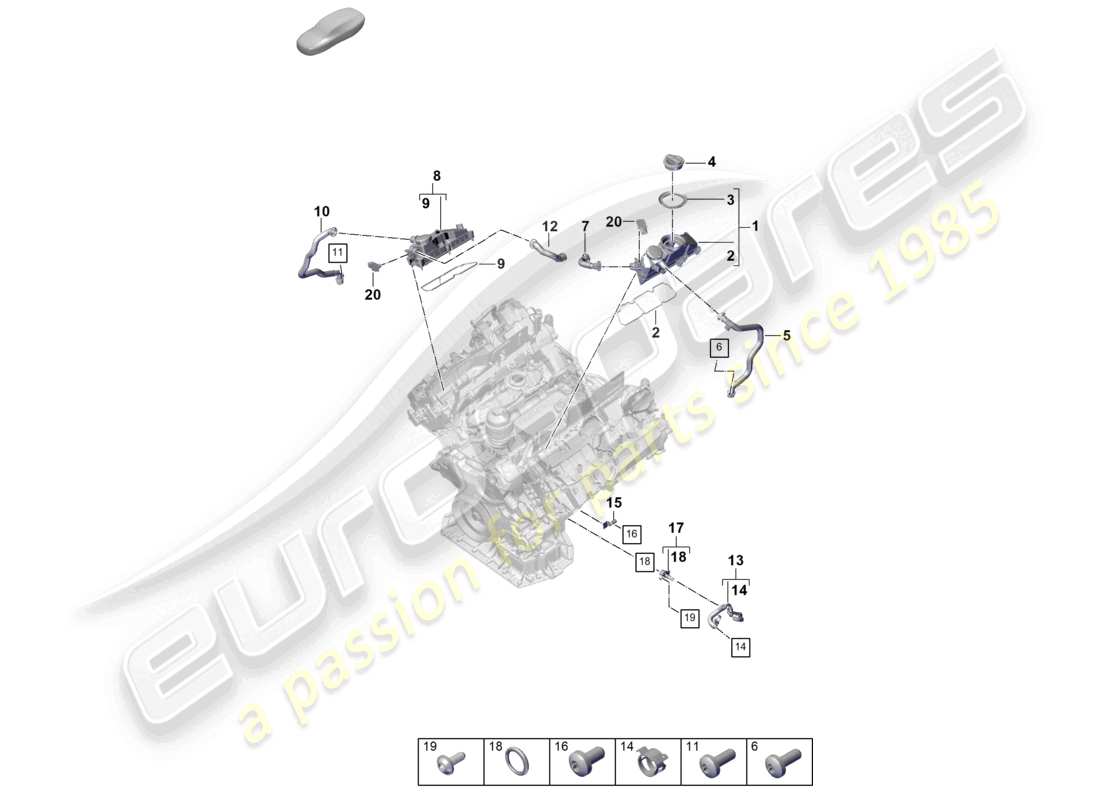 porsche 2024 (panamera 976) ventilation for cylinder block oil separator part diagram