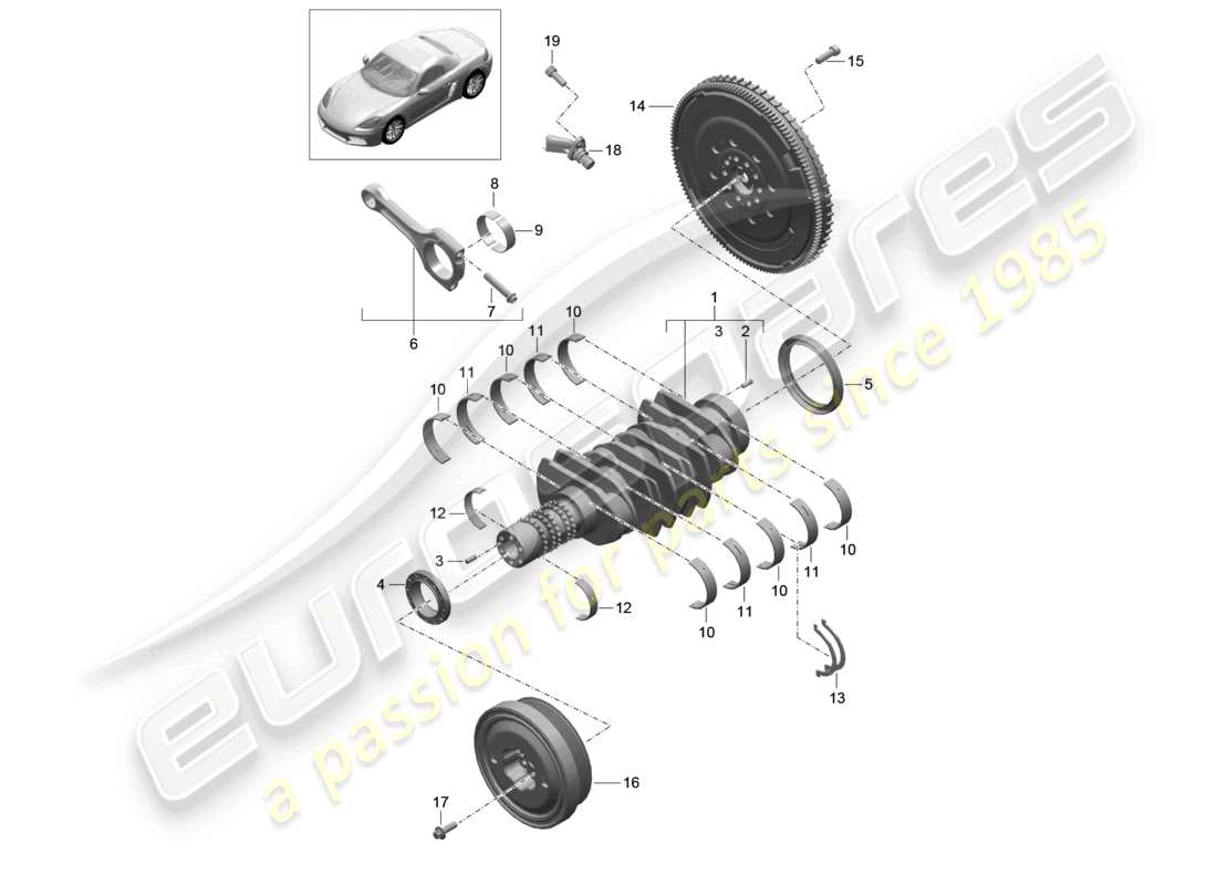 porsche 2025 (718 boxster) crankshaft part diagram