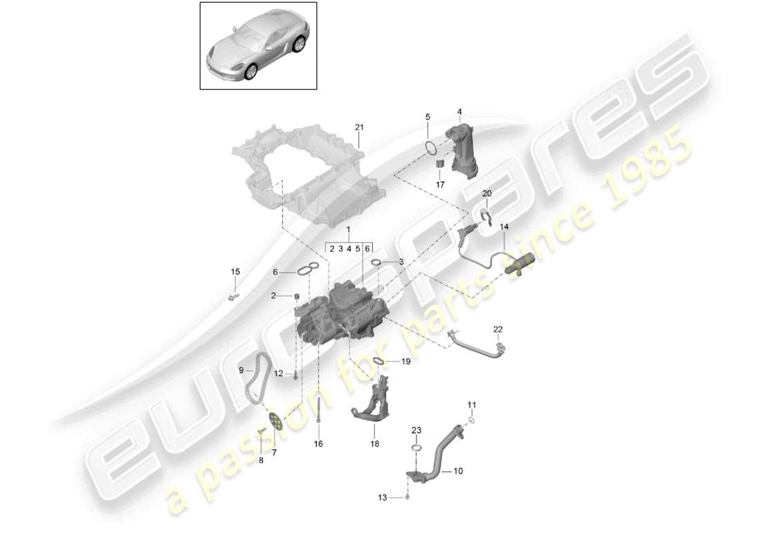 porsche 2021 (718 cayman) engine (oil press./lubrica.) oil pump parts diagram