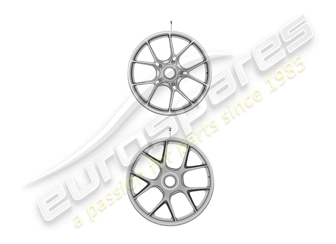 porsche 2025 (992-2 gt3) alloy wheel with central locking parts diagram