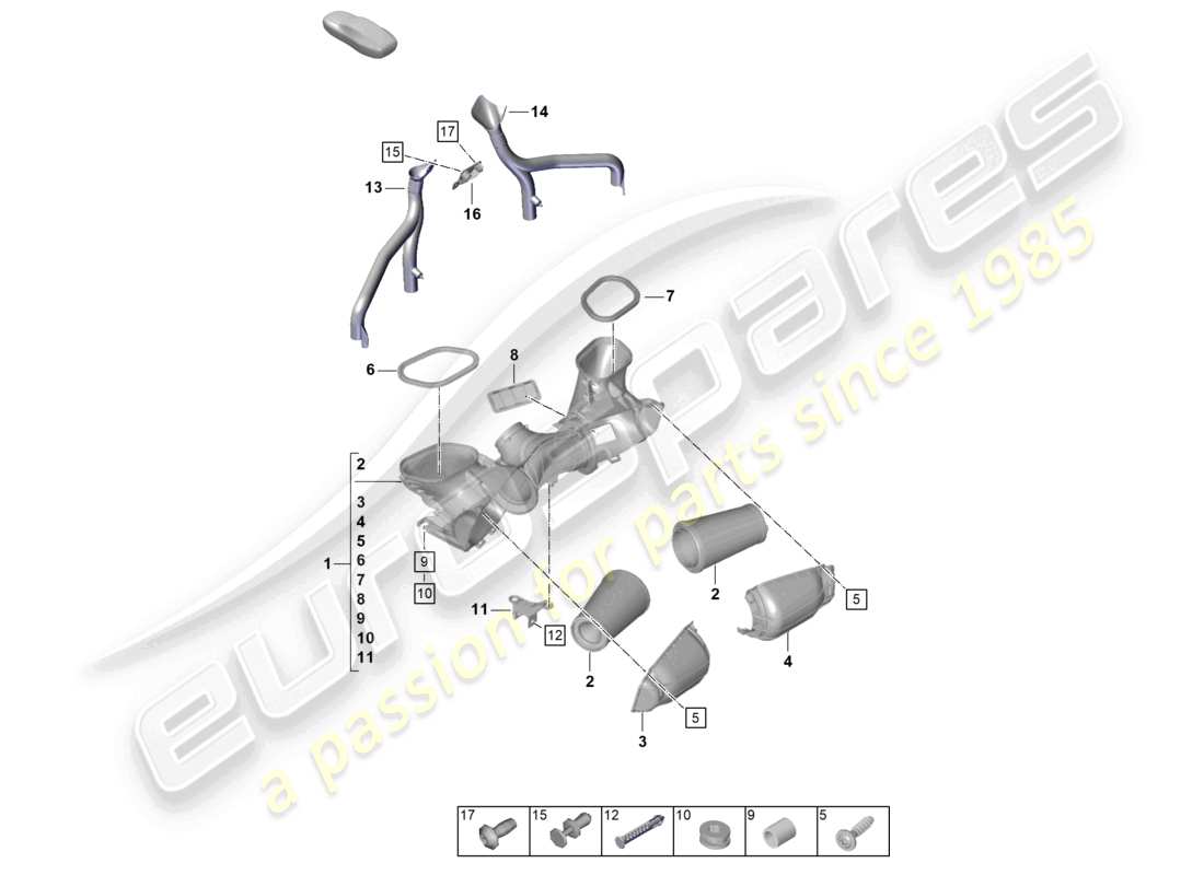 porsche 2025 (992-2 gt3) air filter parts diagram