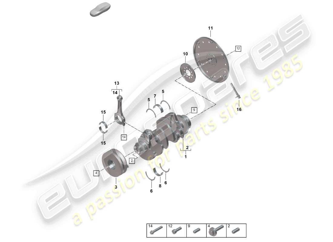 porsche 2023 (cayenne e3 pa) crankshaft conrod clutch plate part diagram