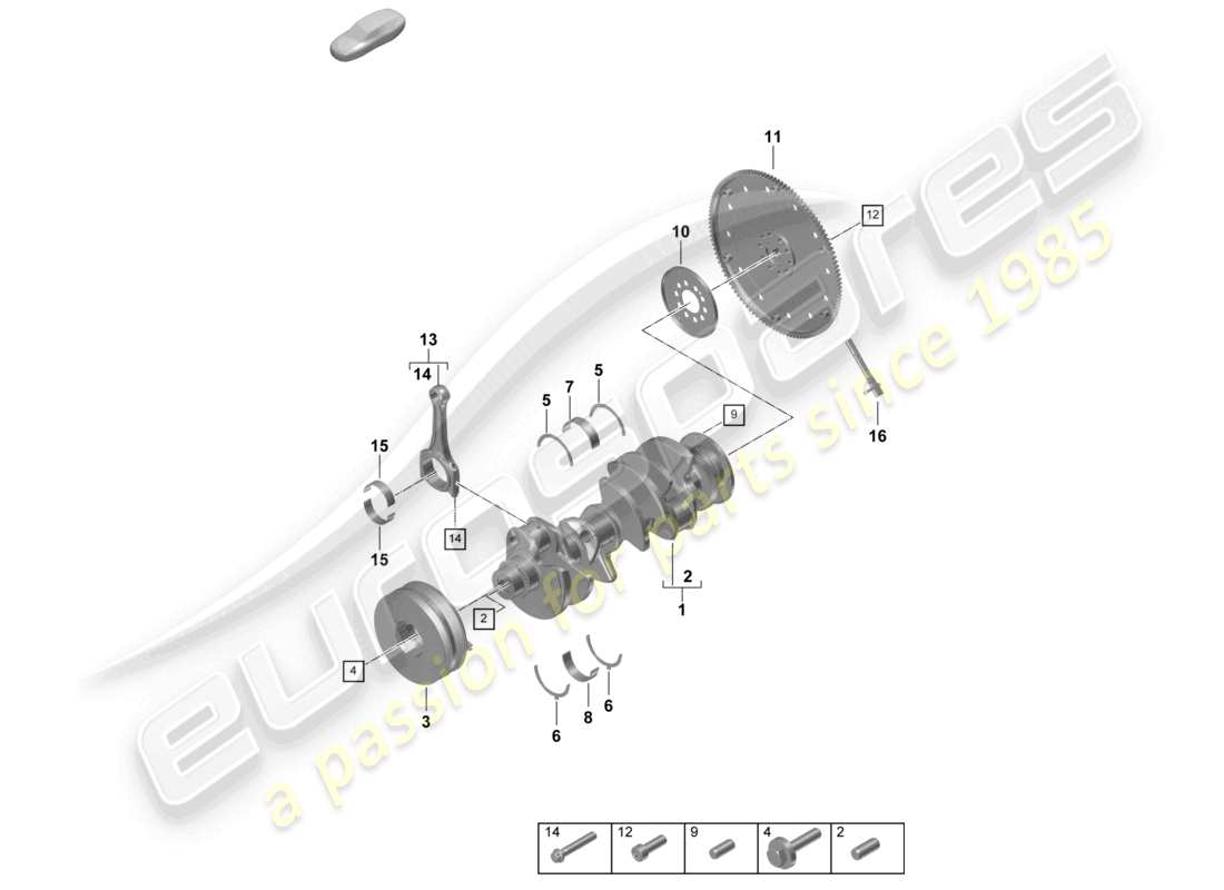 porsche 2023 (cayenne e3 pa) crankshaft conrod clutch plate part diagram