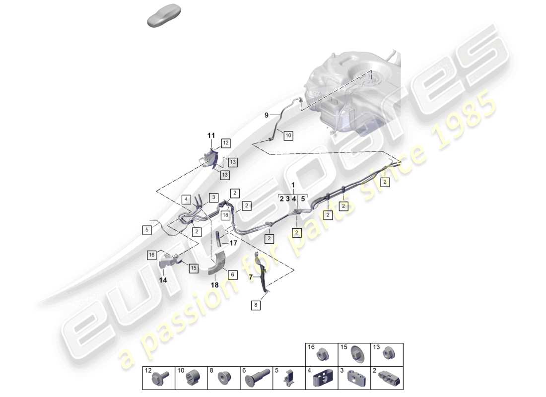 porsche 2023 (cayenne e3 pa) fuel line underbody part diagram