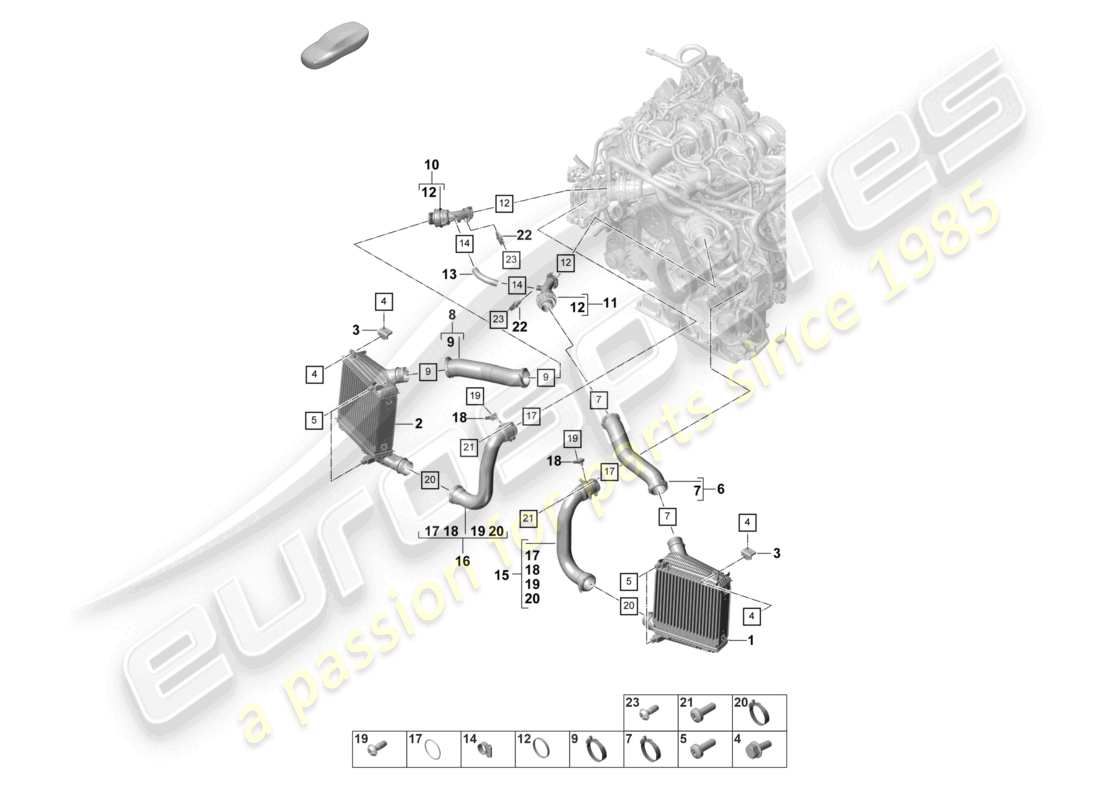 porsche 2023 (panamera 971-2) charge air cooler pressure pipe parts diagram