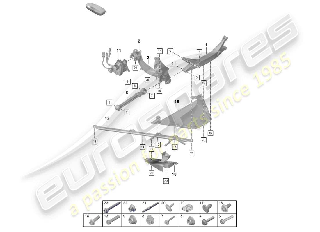 porsche 2025 (992-2 gt3) rear axle cross member parts diagram