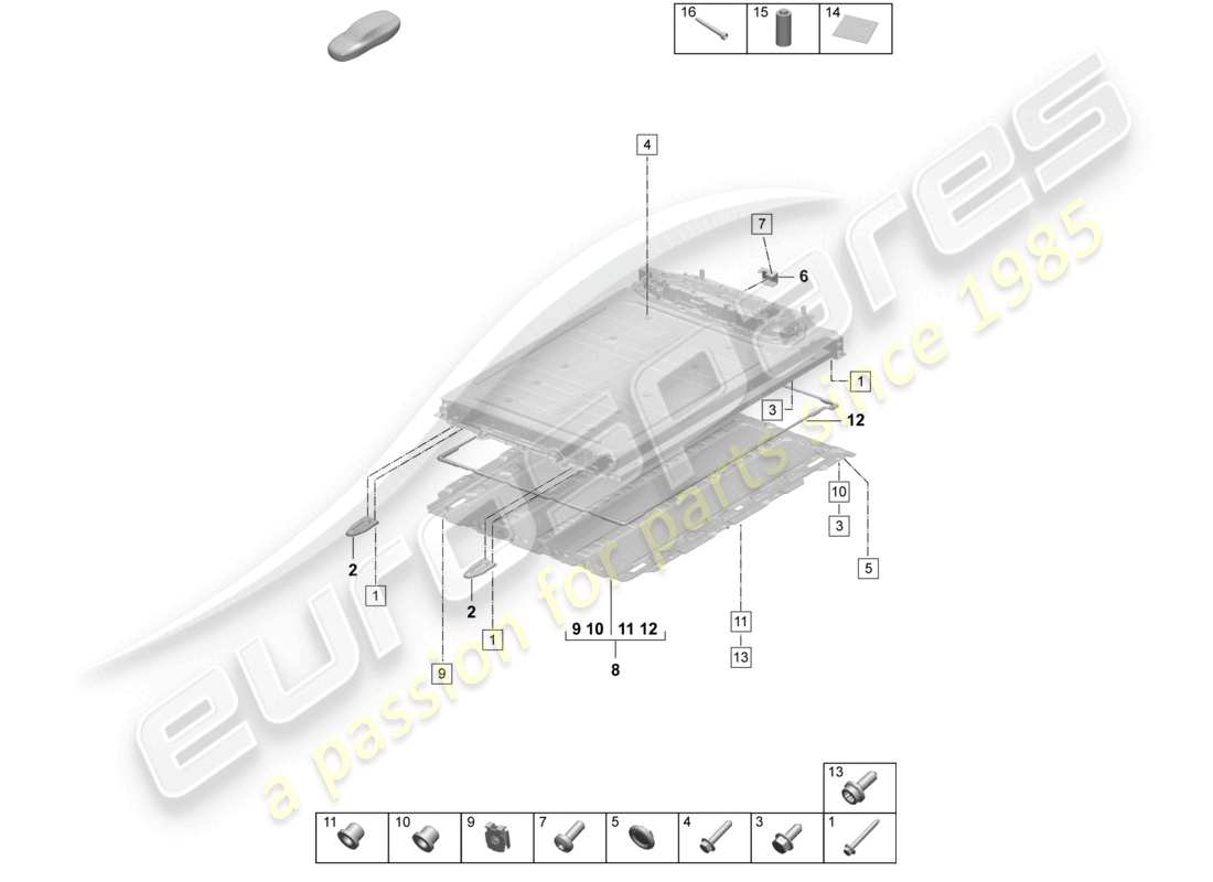 porsche 2025 (macan-e) spare battery fasteners part diagram