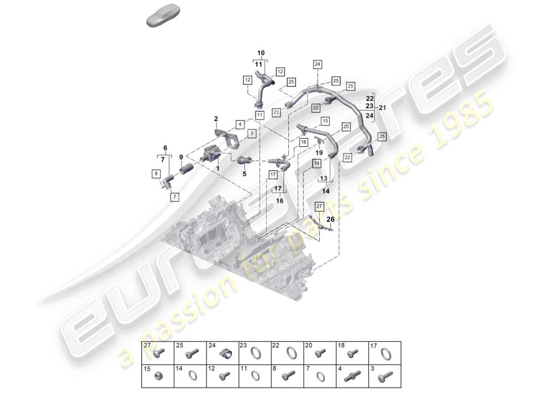 porsche 2025 (panamera 976) coolant cooling system parts diagram
