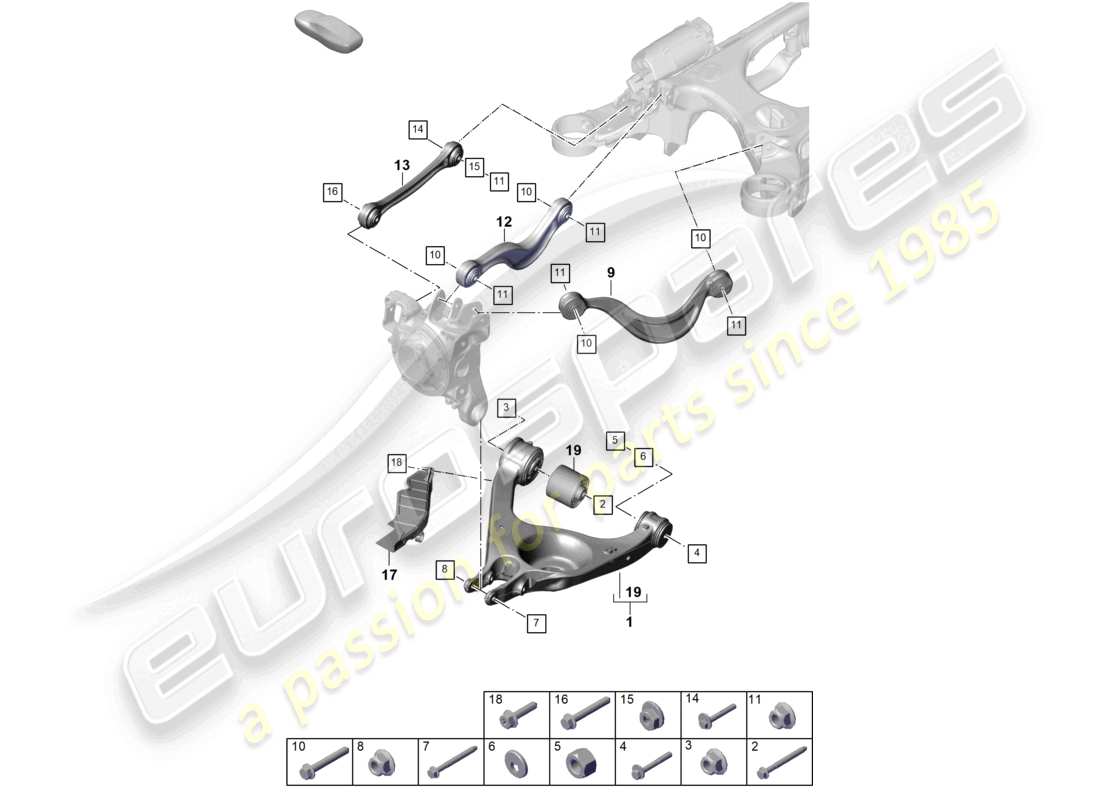 porsche 2025 (panamera 976) wishbone parts diagram