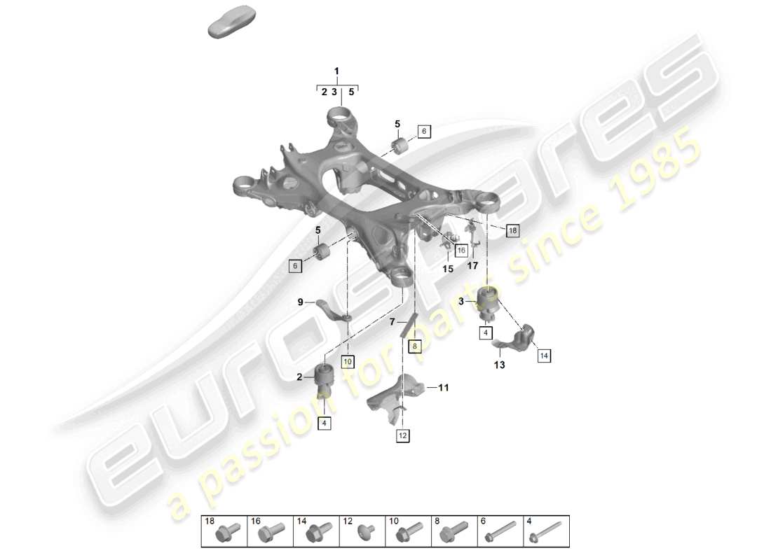 porsche 2025 (panamera 976) cross member suspension sub-frame parts diagram