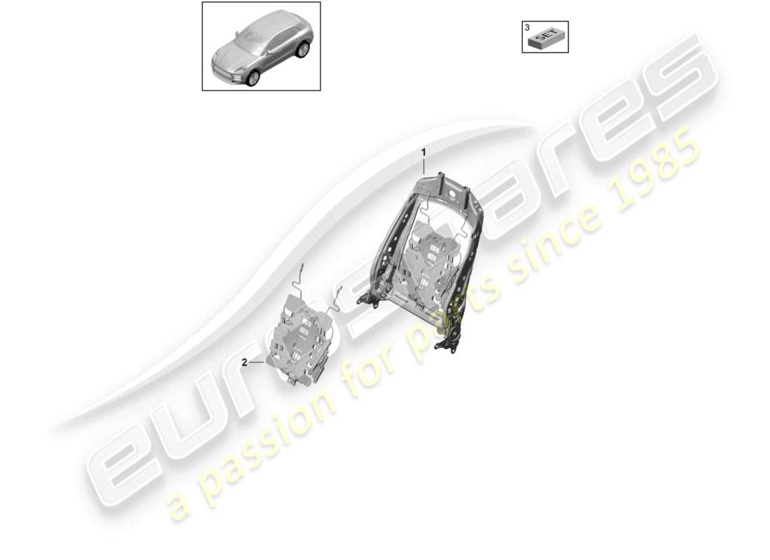 porsche 2021 (macan) backrest frame accessories sundry sports seat part diagram