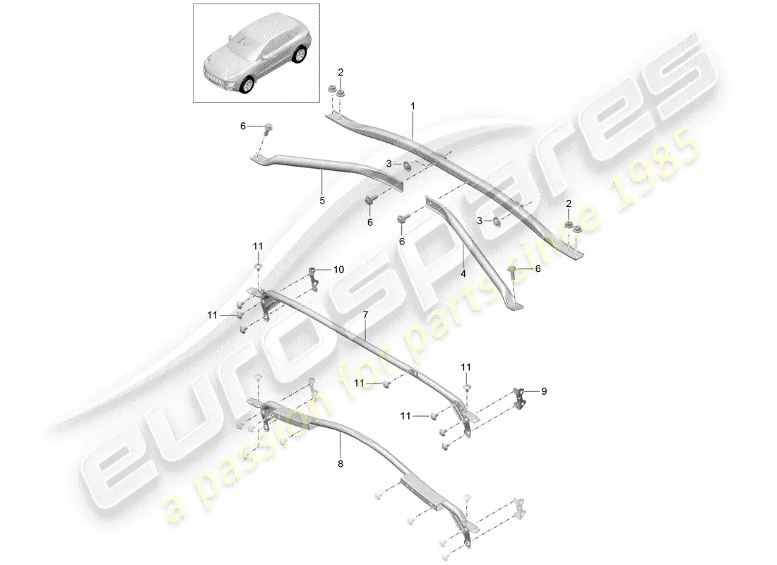 porsche 2014 (macan) brace front end parts diagram