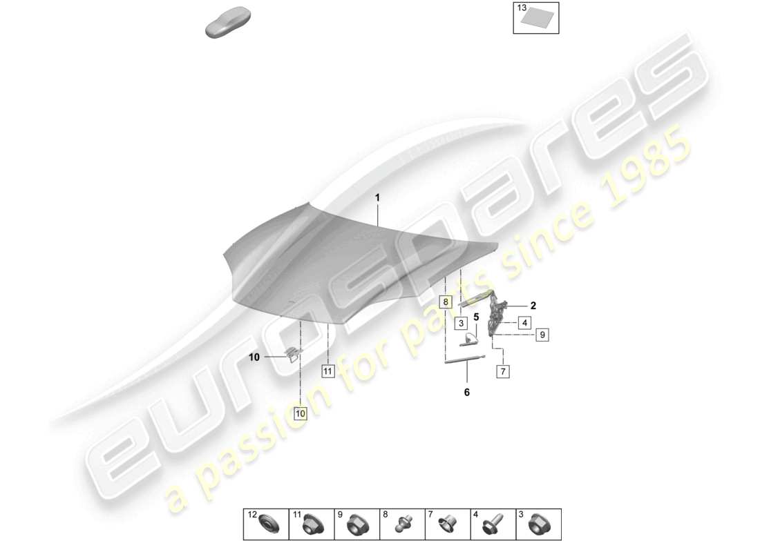 porsche 2024 (macan-e) bonnet part diagram