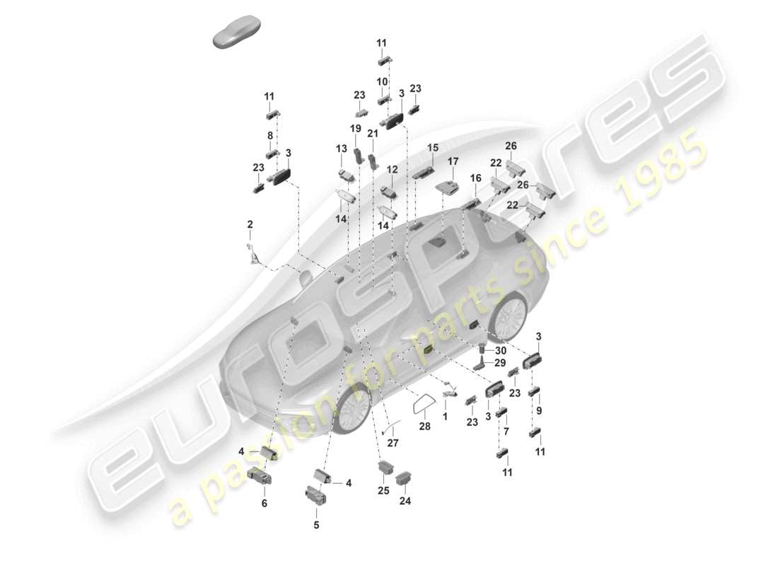 porsche 2021 (panamera 971-2) interior light luggage compartment lamp door warning light footwell light light exterior mirror part diagram