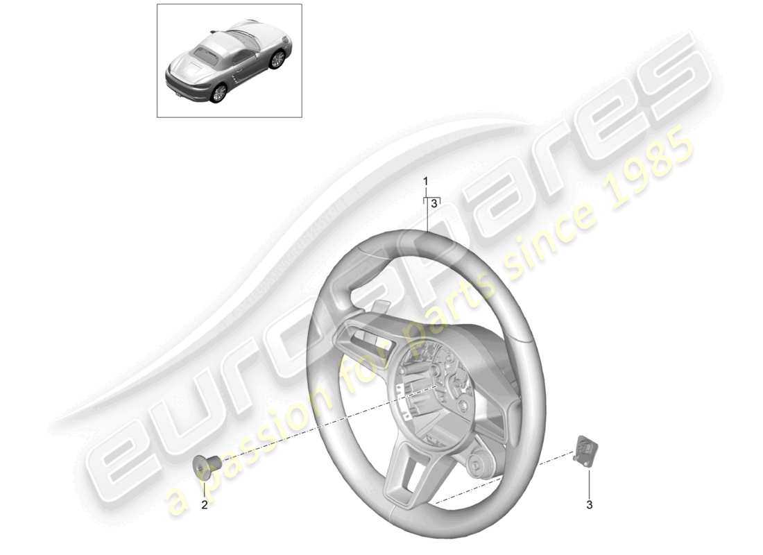porsche 2022 (718 boxster) steering wheel - pdk - parts diagram