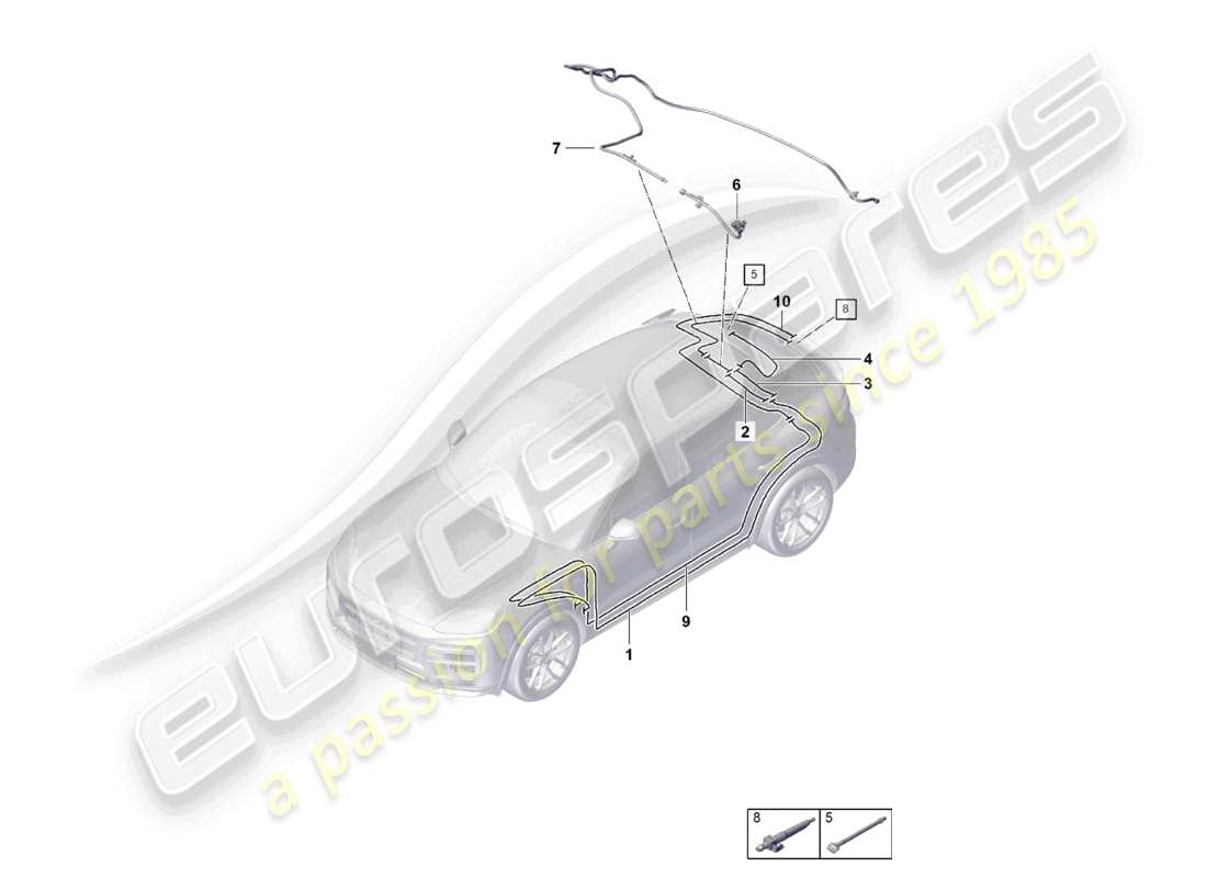 porsche 2024 (cayenne e3 pa) hose rear rear window wiper reversing camera part diagram
