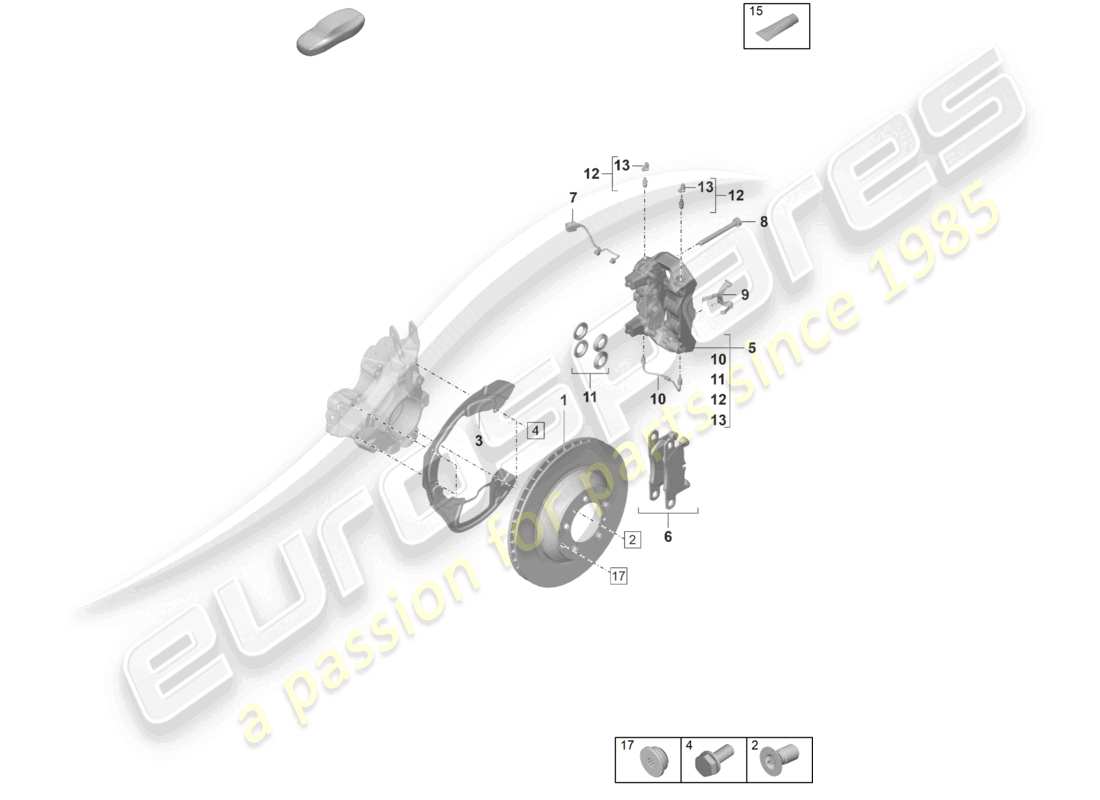 porsche 2021 (panamera 971-2) disc brake rear axle part diagram